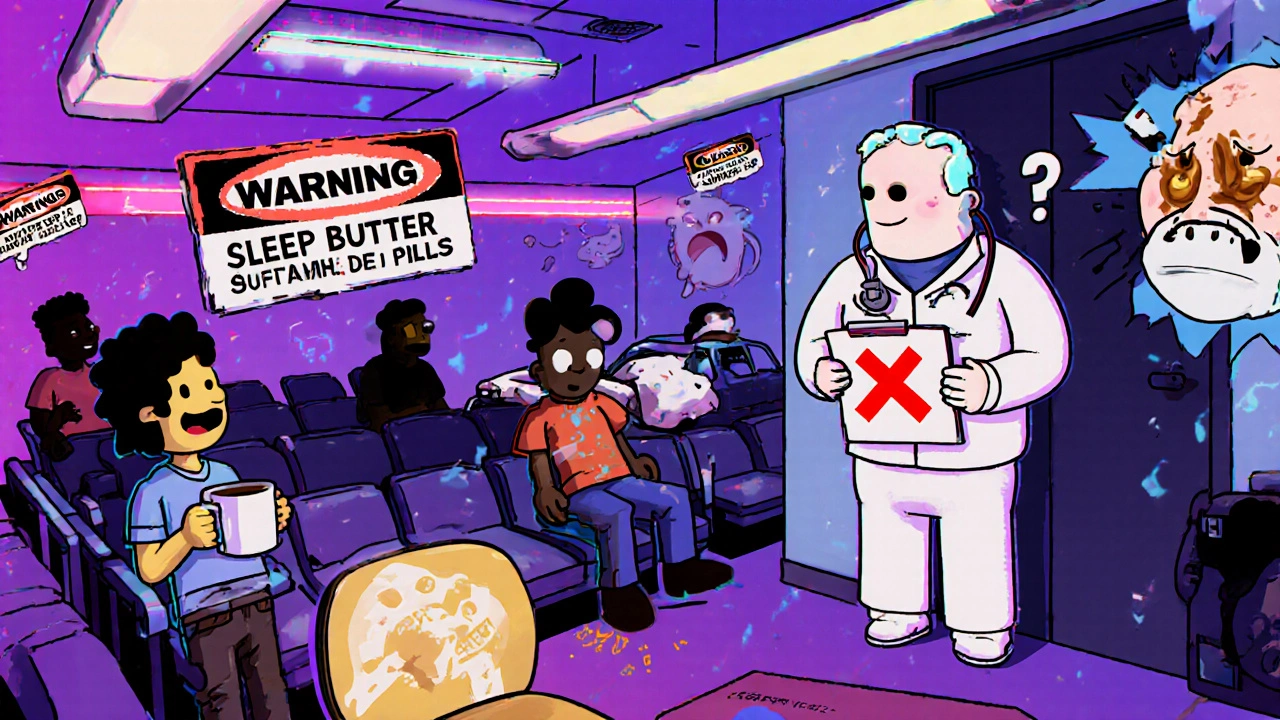 A glitchy ER scene with sleep-driving patients and a doctor holding a CBT-I clipboard under flickering lights.